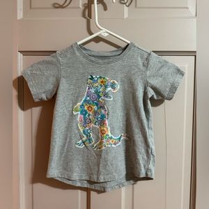 Kids Andy & Evan Floral Dinosaur Girls Short Sleeve T-shirt Size 6